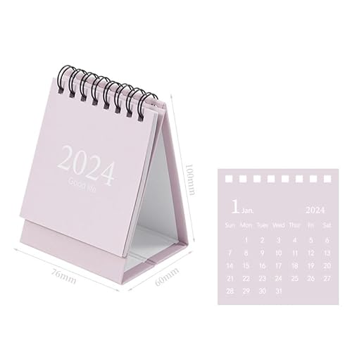 Vocoliday 2024 Mini-Schreibtischkalender, kleiner Schreibtischkalender, Planung, Organisation, Tagesplanung, Kalender, Desktop-Dekoration für Zuhause, Schule, Büro (Rosa) von Vocoliday