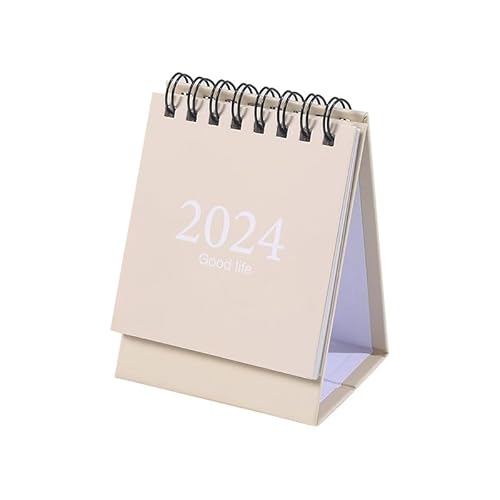 Vocoliday Mini-Schreibtischkalender 2024, kleiner Tischkalender, Planung, Organisation, Tagesplanung, Kalender, Schreibtischdekoration für Zuhause, Schule, Büro (Beige) von Vocoliday