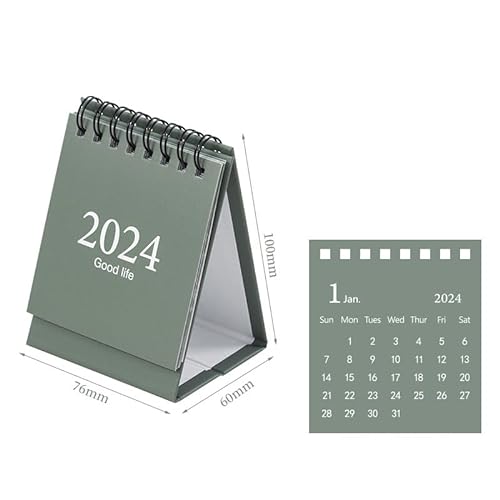 Vocoliday 2024 Mini-Schreibtischkalender, kleiner Schreibtischkalender, Planung, Organisation, Tagesplanung, Kalender, Desktop-Dekoration für Zuhause, Schule, Büro (grün) von Vocoliday