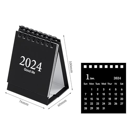 Vocoliday 2024 Mini-Schreibtischkalender, kleiner Schreibtischkalender, Planung, Organisation, Tagesplanung, Kalender, Desktop-Dekoration für Zuhause, Schule, Büro (schwarz) von Vocoliday
