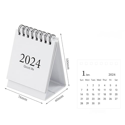 Vocoliday Mini-Schreibtischkalender 2024, kleiner Tischkalender, Planung, Organisation, Tagesplanung, Kalender, Schreibtischdekoration für Zuhause, Schule, Büro (weiß) von Vocoliday