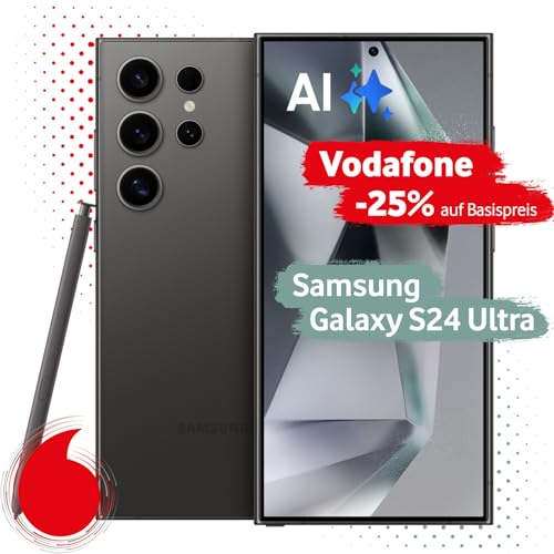 Samsung Galaxy S24 Ultra mit Vodafone Vertrag | Aktion: 25% Basispreis-Rabatt | 24 Mon. Laufzeit | in Titanium Black | mit 256 GB Speicher von Vodafone