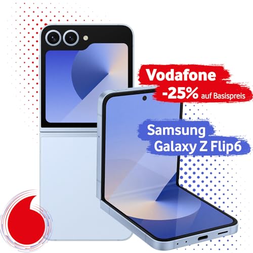 Samsung Galaxy Z Flip6 mit Vodafone Vertrag | Aktion: 25% Basispreis-Rabatt | 24 Mon. Laufzeit | in Blau | mit 256 GB Speicher von Vodafone