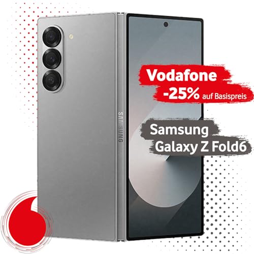 Samsung Galaxy Z Fold6 mit Vodafone Vertrag | Aktion: 25% Basispreis-Rabatt | 24 Mon. Laufzeit | in Silver Shadow | mit 256 GB Speicher von Vodafone