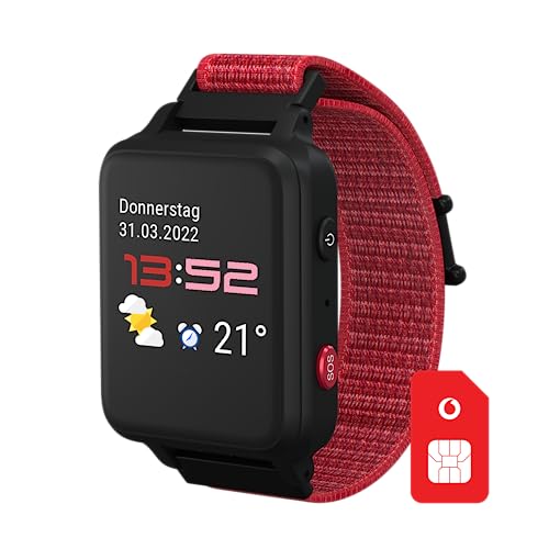 Vodafone ANIO 5 s (2023) Smartwatch Kinderuhr in Rot | 50€ Amazon-Gutschein nach SIM-Registrierung | GPS, Anrufen, Schulmodus, SOS, Roaming von Vodafone