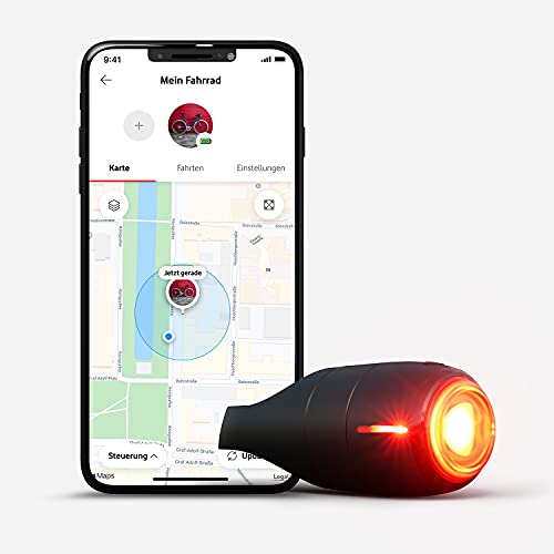 Vodafone Curve Bike Light & GPS Tracker, Fahrrad Brems- Rücklicht, Unfallerkennung, Hilfemeldungen, Diebstahlschutz, Zonen, Tourenansicht, robust, wasserdicht, IP67, StVZO zugel., 24 Monate ABO inkl. von Vodafone