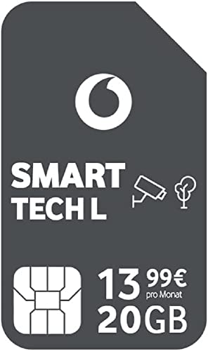 Vodafone Smart Tech L, 20GB Daten, für smarte Geräten, LTE 4G/5G Sicherheitskameras, Arlo Go, Reolink (Nicht für Smartphones, Tablets, Keine Sprachanrufe) ABO 24 Monate Laufzeit, IoT, M2M SIM von Vodafone