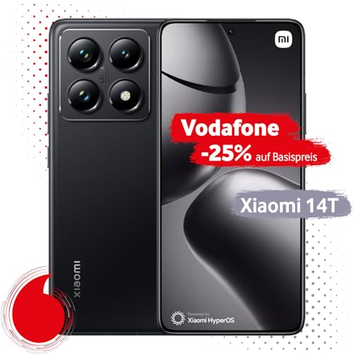 Xiaomi 14T mit Vodafone Vertrag | Aktion: 25% Basispreis-Rabatt | 24 Mon. Laufzeit | in Titan Black | mit 256 GB Speicher von Vodafone