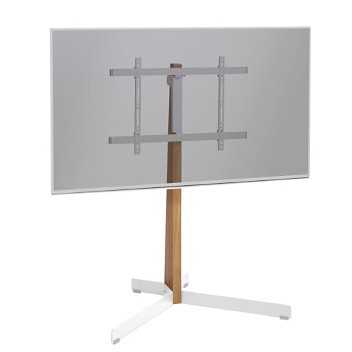 Vogel's TVS 3695 TV-Ständer für 40-77 Zoll Fernseher, Max. 50 kg, Schwenkbar bis zu 90°, Max. VESA 600x400, TV-Standfuß aus Hochwertigem PEFC-zertifiziertem Eichenholz und Stahl, Weiß von Vogel's