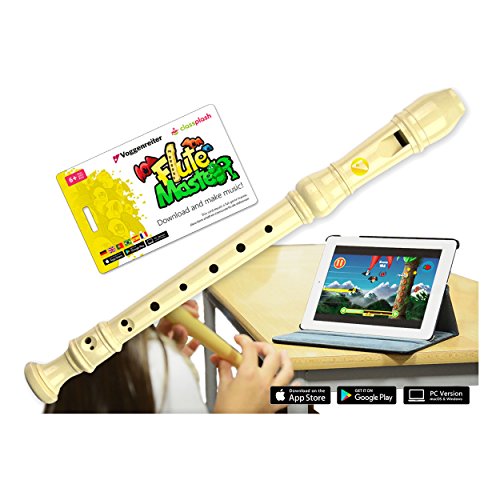 Voggenreiter Blockflöte aus Kunststoff für Kinder ab 6 Jahre inkl. Flute Master (Lernsoftware App) - barocke Griffweise in Farbe creme weiss, Creme Weiß - Kuststoff, 1127 von Voggenreiter