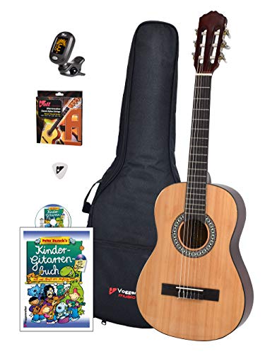 Voggy’s Kindergitarren-Set 1/2 - Gitarre für Kinder ab 6 Jahren im Komplettset mit Zubehör auch geeignet für Anfänger, natur von Voggenreiter