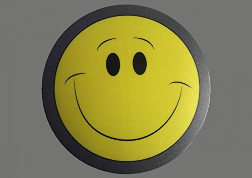 Mousepad/Mauspad gelber Smiley rund 20 cm mit grauem Rand von Vogt Foliendruck GmbH