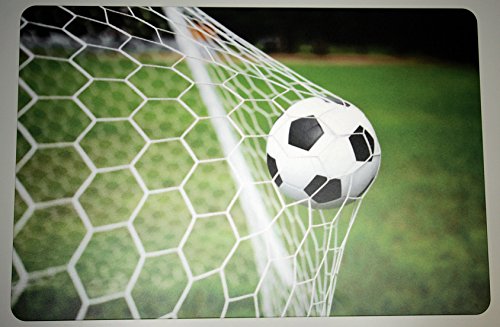Schreibtischunterlage Fußball im Tor/Netz Ball Fußballspiel WM Rasen 40 x 60 cm abwischbar PVC von Vogt Foliendruck GmbH