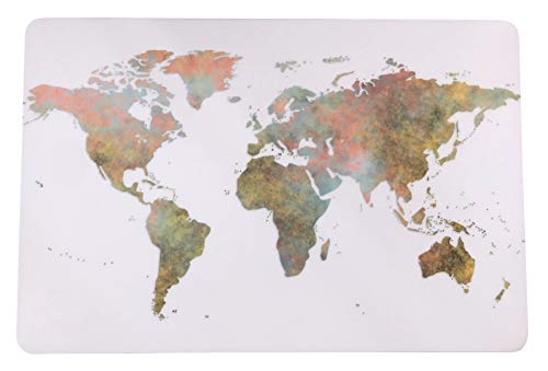 Schreibtischunterlage Kontinente auf weißem Grund/Welt/Weltkarte/Erde 40 x 60 cm abwischbar von Vogt Spezialdruck GmbH