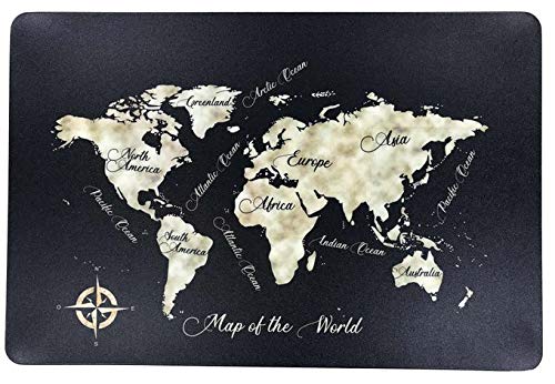 Schreibtischunterlage Map of the World schwarz Landkarte Kontinente Weltkarte Erde Erdteile 40 x 60 cm abwischbar von Vogt Foliendruck GmbH