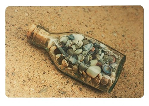 Schreibtischunterlage Motiv: Flaschenpost mit Muscheln im Sand 40 x 60 cm abwischbar von Vogt Foliendruck GmbH