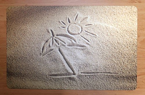 Schreibtischunterlage Palme und Sonne auf Sand 40 x 60 cm, abwischbar von Vogt Foliendruck GmbH