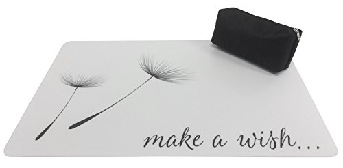 Schreibtischunterlage Set Motiv ' Make a wish ' weiß 40 x 60 cm mit schwarzem Stiftemäppchen von Vogt Foliendruck GmbH
