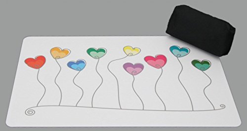 Schreibtischunterlage Set bunte Herzen/Ballons an Schnur 40 x 60 cm mit schwarzem Stiftemäppchen von Vogt Foliendruck GmbH