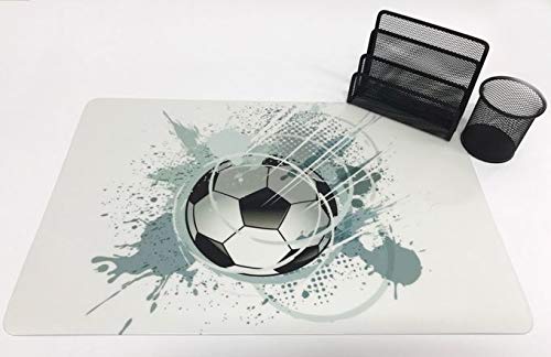 Schreibtischunterlagen Set Ball/Fussball grau auf weißem Grund 40 x 60 cm mit Stifteköcher und Briefhalter von Vogt Foliendruck GmbH