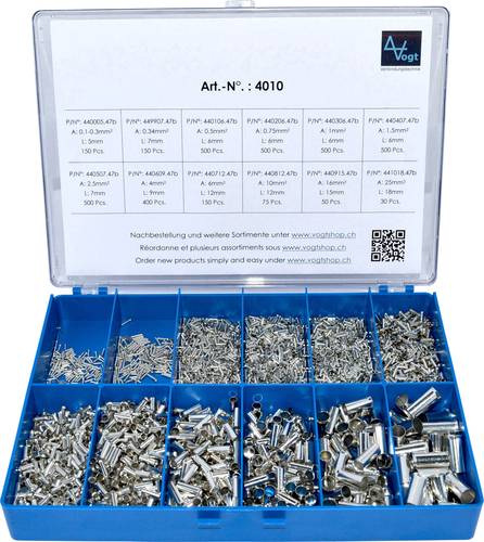 Vogt Verbindungstechnik 4010 Aderendhülsen-Sortiment Unisoliert Silber 3405St. Vogt Verbindungstechnik 4010 Aderendhülsen-Sortiment Unisoliert Silber 3405St. von Vogt Verbindungstechnik