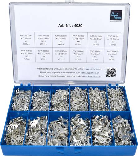 Vogt Verbindungstechnik 4030 Ringkabelschuh-Sortiment 0.50mm² 6mm² Silber 1440St. Vogt Verbindungstechnik 4030 Ringkabelschuh-Sortiment 0.50mm² 6mm² Silber 1440St. von Vogt Verbindungstechnik