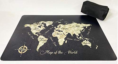 Schreibtischunterlagen Set Map of the World 40 x 60 cm mit schwarzem Stiftemäppchen von Vogt