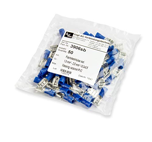 Vogt Flachsteckhülen isol., 3906 S/B Mssn PVC 6.3x0.8, Beutel à 50 Stk. von Vogt