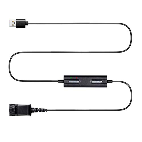 VoiceJoy Headset QD (Quick Disconnect) Stecker auf USB Adapter mit Lautstärkeregler, Stummschaltung für Lautsprecher und Mikrofon, separat kompatibel allen Plantronics Headsets von VoiceJoy