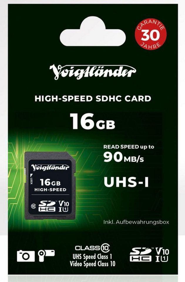 Voigtländer High-Speed SDHC 16GB UHS-I Speicherkarte Voigtländer High-Speed SDHC 16GB UHS-I Speicherkarte von Voigtländer