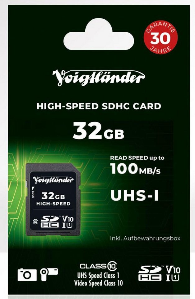 Voigtländer High-Speed SDHC 32GB UHS-I Speicherkarte Voigtländer High-Speed SDHC 32GB UHS-I Speicherkarte von Voigtländer