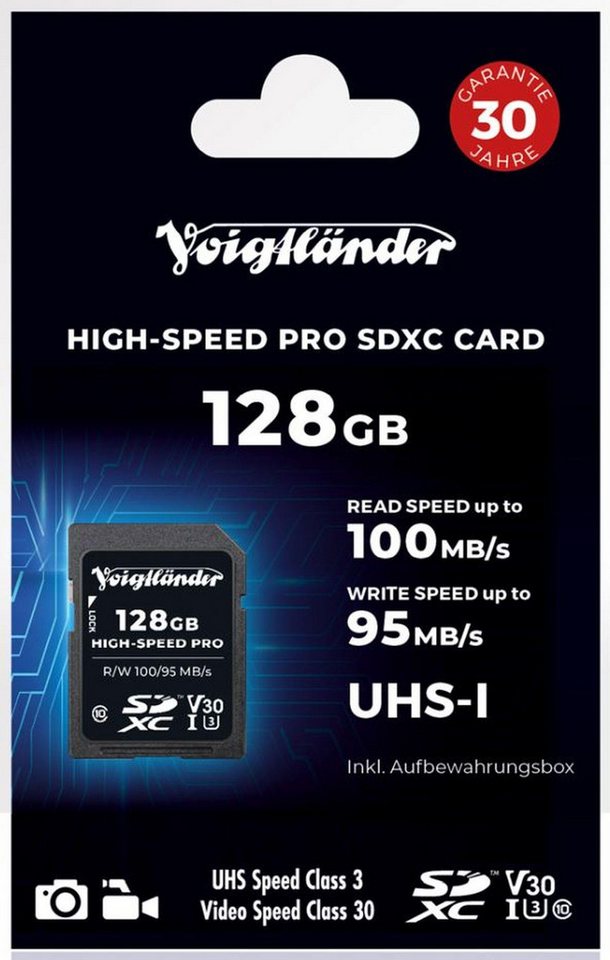Voigtländer Prof. High-Speed SDXC 128GB UHS-I Speicherkarte Voigtländer Prof. High-Speed SDXC 128GB UHS-I Speicherkarte von Voigtländer