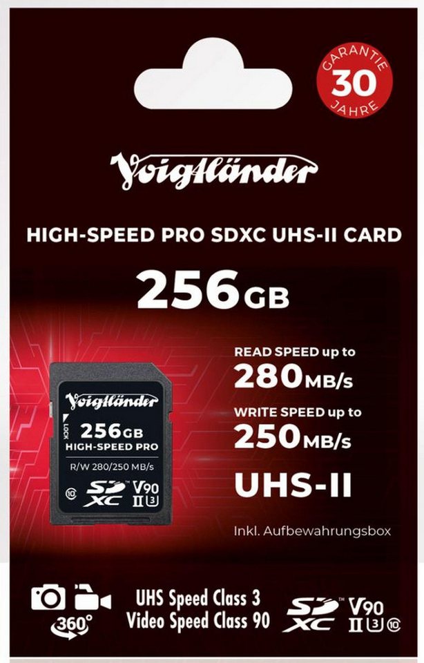 Voigtländer Prof. High-Speed SDXC 256GB UHS-II Speicherkarte Voigtländer Prof. High-Speed SDXC 256GB UHS-II Speicherkarte von Voigtländer