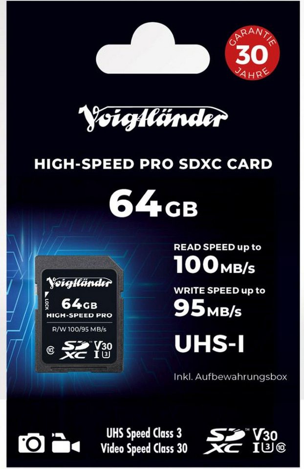 Voigtländer Prof. High-Speed SDXC 64GB UHS-I Speicherkarte Voigtländer Prof. High-Speed SDXC 64GB UHS-I Speicherkarte von Voigtländer