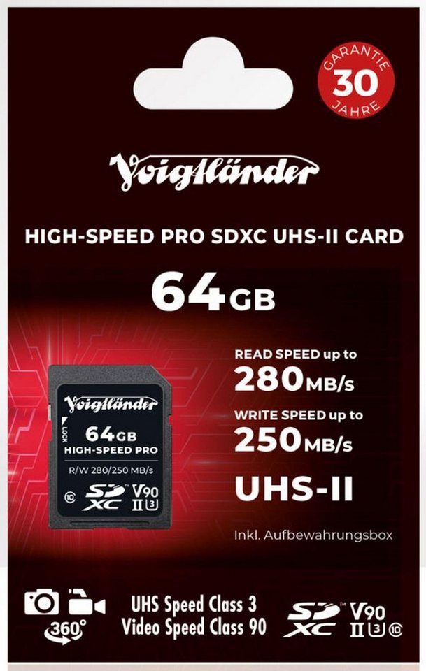 Voigtländer Prof. High-Speed SDXC 64GB UHS-II Speicherkarte Voigtländer Prof. High-Speed SDXC 64GB UHS-II Speicherkarte von Voigtländer