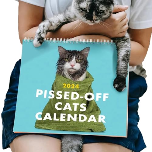 Lustiger Katzen Wandkalender - 2024 Pissed Off Cats Kalender – Pissed Off Cats Kalender | Lustiger Katzen Wandkalender – Studenten-Desktop Dekoration - To Do Liste - Tragbarer Monatskalender von Voihamy