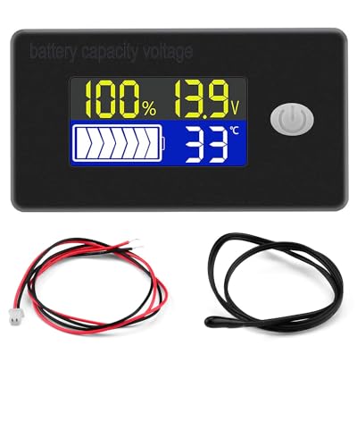 VOKTTA Batteriekapazität Spannung Messgerät mit Alarm und Extern Temperatur Sensor -19~80℃ 12V 24V 36V 48V 60V 72V Blei Säure Batterie Lithium Batterieanzeige Meter von Voktta