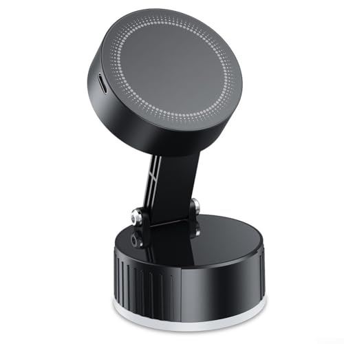 Volakebeing Handy-Ständer, Vakuumbecher, mit 15 W faltbarem, kabellosem Ladegerät, schnelles Aufladen, magnetische Autohalterung, für iPhone für Android GPS-Navigation (normal) von Volakebeing
