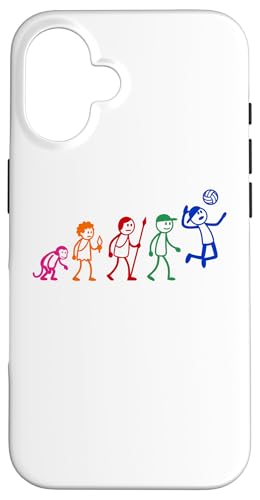 Evolution Volleyball Volleyballer Strichmänchen Volleyball Hülle für iPhone 16 von Volleyball Sport Training Zubehör Geschenke Shirts