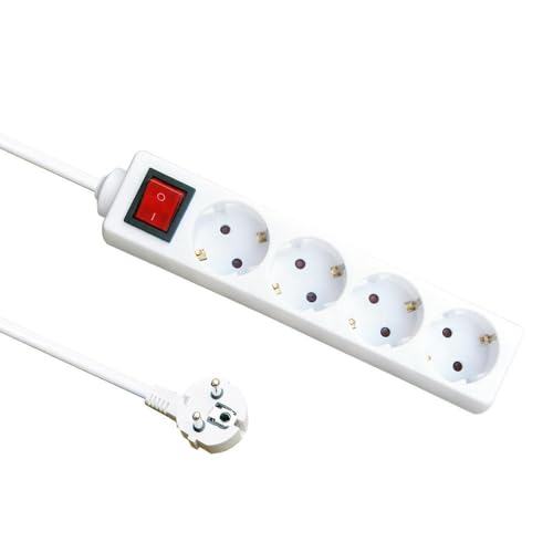 Mehrfachsteckdose - 4 Steckdosen mit Schalter, 3 m Kabel, 3 g x 1,5 mm aus Kupfer, maximale Leistung 3500 W von VoltShine
