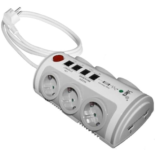 Mehrfachsteckdose mit 6 Steckdosen, Verlängerung von 2 Metern und 2 USB-Buchsen zum Aufladen von Geräten Mehrfachsteckdose mit 6 Steckdosen, Verlängerung von 2 Metern und 2 USB-Buchsen zum Aufladen von Geräten von VoltShine
