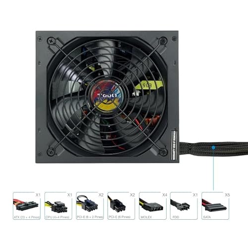 Netzteil 750 W, 80 Plus, ATX, 6 SATA-Anschlüsse, leise, ideal für Hochleistungs-PCs und Gaming. Netzteil 750 W, 80 Plus, ATX, 6 SATA-Anschlüsse, leise, ideal für Hochleistungs-PCs und Gaming. von VoltShine