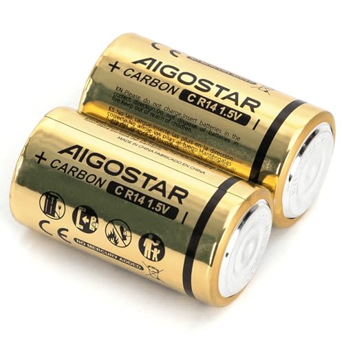 R14 1,5 V Carbon-Zink-Batterien, ideal für Geräte zu Hause. 2 Stück, um sicherzustellen, DASS Ihnen Taschenlampen und Fernbedienungen nie ausgehen. von VoltShine