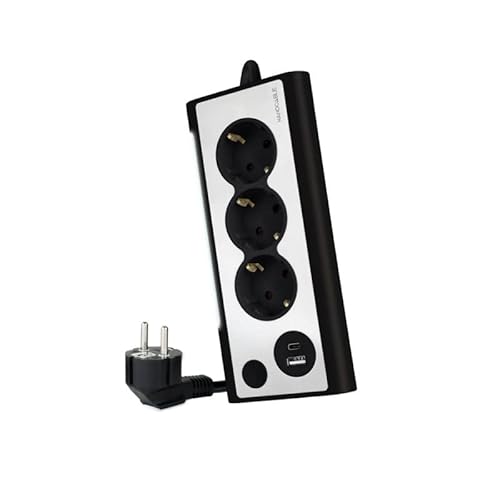 Steckdosenleiste, 3 Schuko-Steckdosen + 2 USB-Anschlüsse, Schwarz, ideal zum Laden elektronischer Geräte und zur Optimierung der Raumnutzung. Steckdosenleiste, 3 Schuko-Steckdosen + 2 USB-Anschlüsse, Schwarz, ideal zum Laden elektronischer Geräte und zur Optimierung der Raumnutzung. von VoltShine