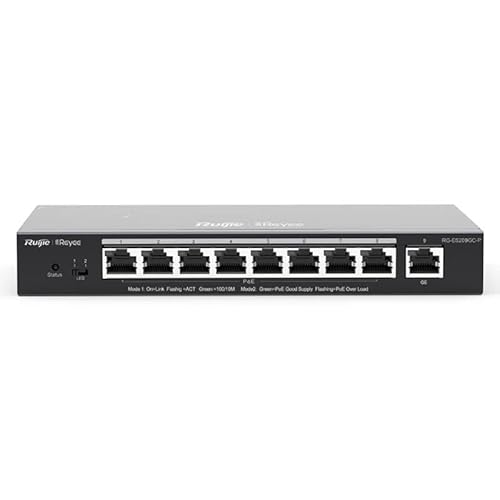 Switch - Gerät mit 9 Gigabit-Ports RJ45, 8 PoE/PoE+, Leistung 120 W, aus Stahl für längere Lebensdauer von VoltShine