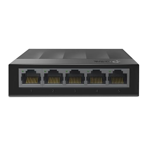 Switch mit 5 Ports, RJ-45, 10/100/1000, ideal zum Abschluss von Netzwerkverbindungen in Wohn- und Büroumgebungen. von VoltShine