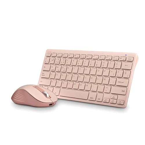 Tastatur und Maus - Kompakte leise Tastatur und Maus mit 1600 DPI mit 5 Tasten, 2,4 GHz, BT1 und BT2, Rosa Tastatur und Maus - Kompakte leise Tastatur und Maus mit 1600 DPI mit 5 Tasten, 2,4 GHz, BT1 und BT2, Rosa von VoltShine