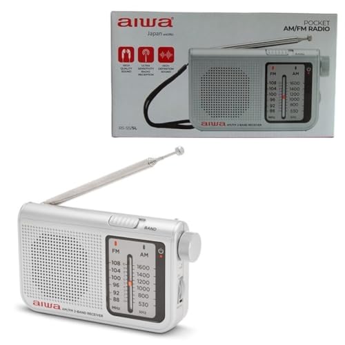 Tragbares AM/FM-Radio mit integriertem Lautsprecher, Modell RS-55, silberfarben, ideal zum Musikhören und Nachrichten überall. Tragbares AM/FM-Radio mit integriertem Lautsprecher, Modell RS-55, silberfarben, ideal zum Musikhören und Nachrichten überall. von VoltShine
