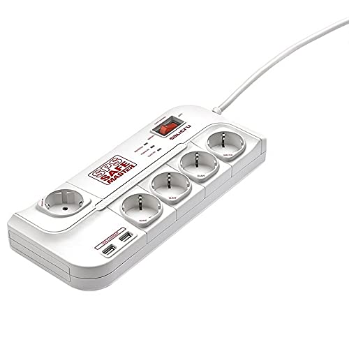 Überspannungsschutz mit 5 Steckdosen, 2 USB und Master, ideal zum Schutz von elektronischen Geräten und zur Gewährleistung sicherer Stromversorgung. Überspannungsschutz mit 5 Steckdosen, 2 USB und Master, ideal zum Schutz von elektronischen Geräten und zur Gewährleistung sicherer Stromversorgung. von VoltShine