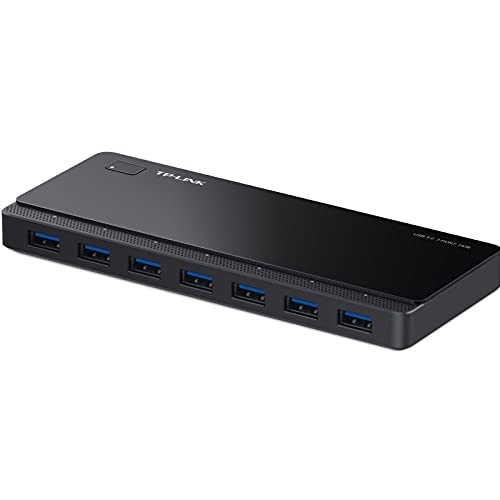 USB-3.0-Hub mit 7 Anschlüssen, inklusive 1 m langem Kabel und Netzteil, ideal für die Erweiterung der Konnektivität und den Anschluss mehrerer Geräte. von VoltShine